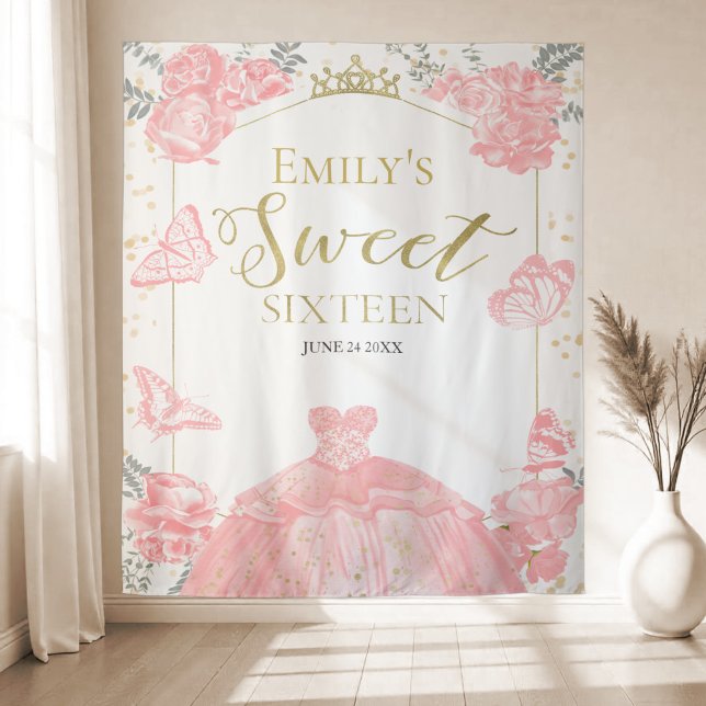 Tenture Sweet sixteen Arrière-plan Papillon rose robe flor (Créateur téléchargé)
