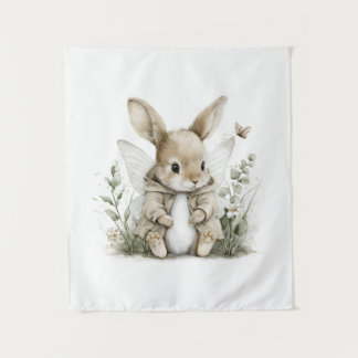 Tenture Sweet watercolour fairy bunny illustration