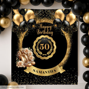 Tenture Symbole Classy Gold High Heels 50th Birthday Party