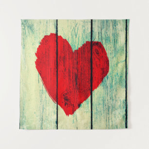 Tenture Symbole d'amour sur mur en bois