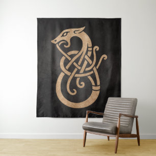 Tenture Symbole du nœud du serpent viking doré