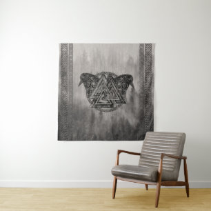 Tenture Symbole et Ravens de Valknut