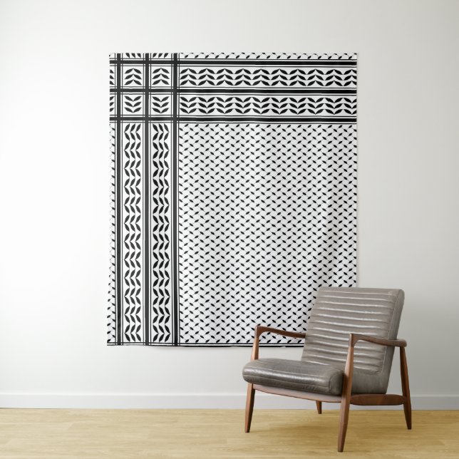 Tenture Symbole Keffiyeh de la Palestine Motif de résistan (En situation)