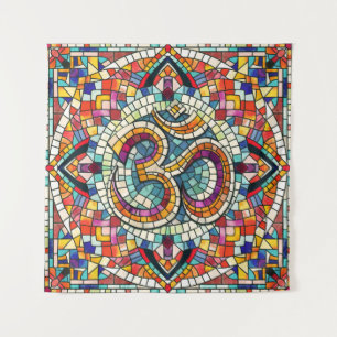Tenture Symbole OM Lotus Mandala Mosaic