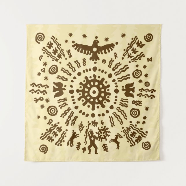 Tenture Symbole solaire de l'aigle préhistorique autochton (Devant)