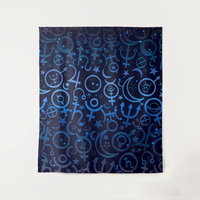 Tenture Symboles planétaires Bleus Planètes Universelles M (Devant)