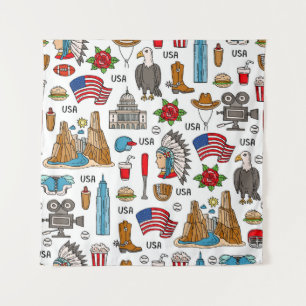 Tenture Symboles USA Vintage Motif sans couture