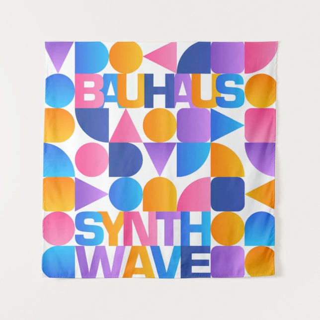 Tenture Synthwave Bauhaus Arc-en-ciel affiche #1 (jaune ro (Devant)