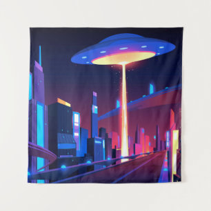 Tenture Synthwave Neon City : OVNI