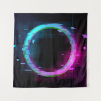 Synthwave Vaporwave Retrowave Glitch Cercle avec b
