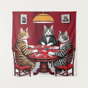 Tenture Tabby Cats Jouer Au Poker