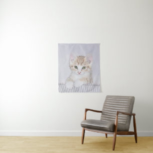 Tenture Tabby Orange Kitten Peinture - Art Chat original