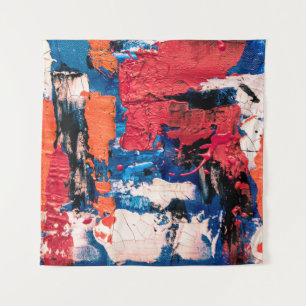 Tenture Tableau bleu, orange, rouge et noir