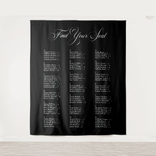 Tenture Tableau de placement de mariage alphabétique noir
