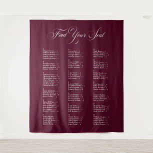 Tenture Tableau de placement de mariage alphabétique noir