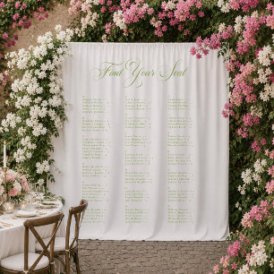 Tenture Tableau de placement de mariage alphabétique vert 