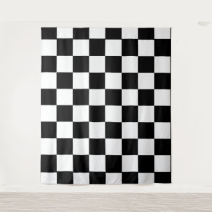Tenture Tableau d'échecs Carré noir et blanc