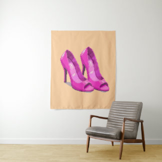 Tenture Talons Hauts Roses Style Pixel Art 64 Bits