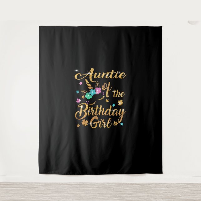 Tenture Tante de l'anniversaire fille Unicorn T-shirt (Devant)