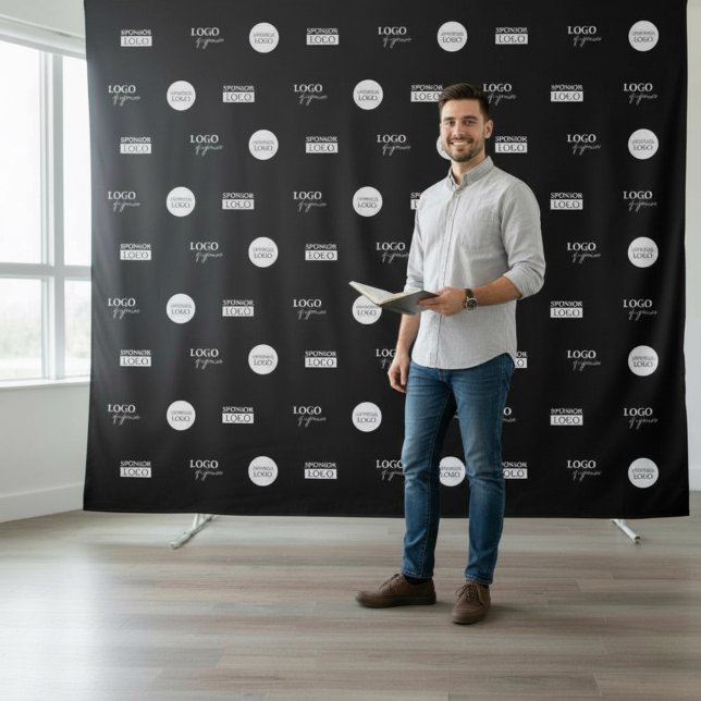 Tenture Tapis de logos Société parraine Logos Mur multiméd (Custom 3 sponsor logo step and repeat backdrop)