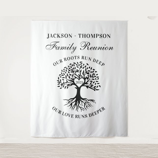 Tenture Tapiz Family reunion tree backdrop banner  (Devant)