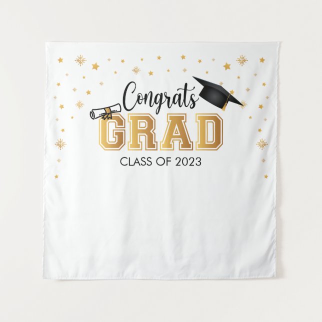 Tenture Tapiz Graduation backdrop banner Congrats GRAD Bac (Devant)