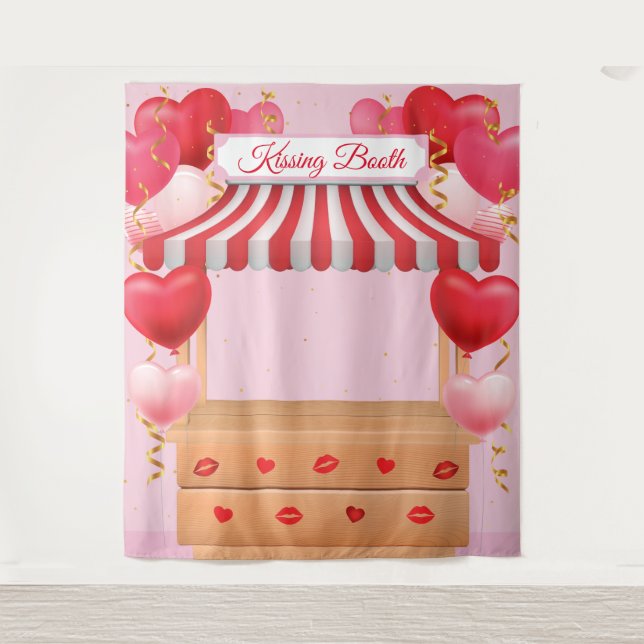 Tenture Tapiz Kissing Booth Valentine Day Love Backdrop (Devant)