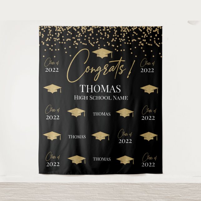 Tenture Tapiz Step and repeat Graduation Backdrop banner (Devant)