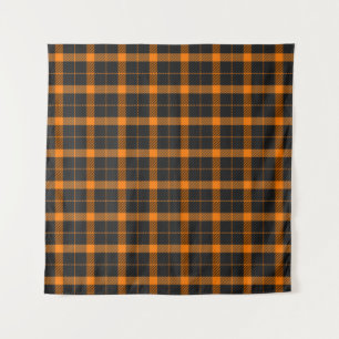 Tenture Tartan d'Halloween plaid. Motif écossais en orange