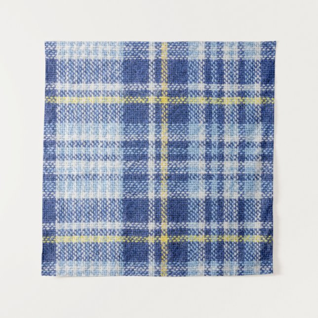 Tenture Tartan jaune bleu : Plaid tendance (Devant)