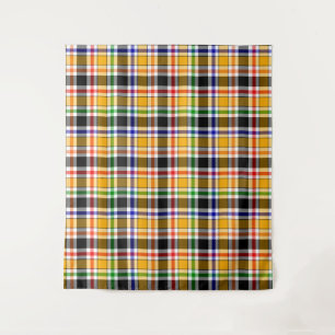 Tenture Tartan plaid jaune noir multicolore