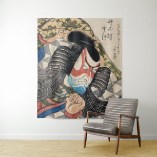 Tenture tatouage de guerrier d'Ichikawa Danjuro kabuki sam