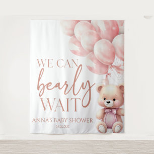 Tenture Teddy Bear Pink Nous Pouvons Bearly Wait Baby show