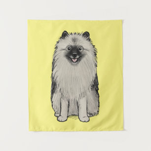 Tenture Teegan the Keeshond mignon chien de dessin animé