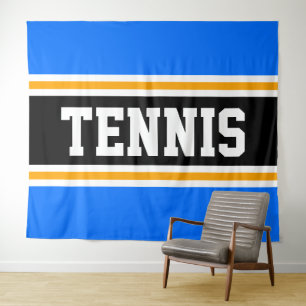 Tenture TENNIS Sporty Bleu clair Bleu Noir Jaune Stripes