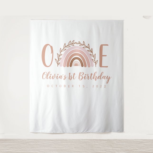 Tenture Terracotta Boho Arc-en-ciel Premier anniversaire C (Devant)