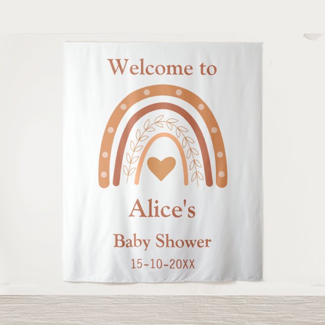 Tenture Terracotta et pêche bohème arc-en-ciel bienvenue   (Devant)