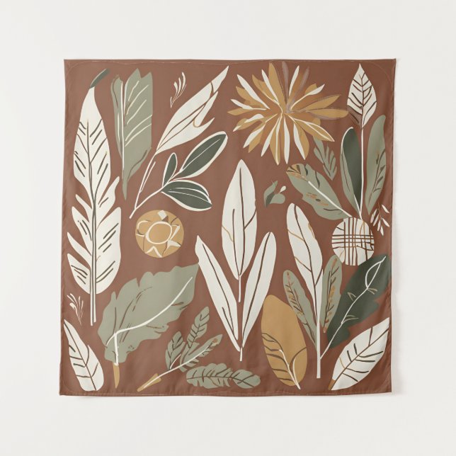 Tenture Terracotta Fleur sauvage Boho Rustique Mur Éclecti (Devant)