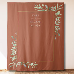 Tenture Terracotta Greenery Wedding Photo Booth Backdrop