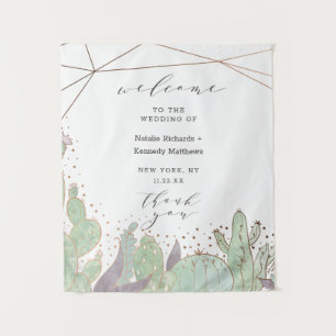 Tenture Terrarium Cactus et Succulentes Mariage Bienvenue