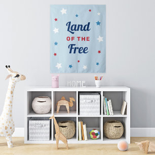 Tenture Terre de libres 4 juillet bleu