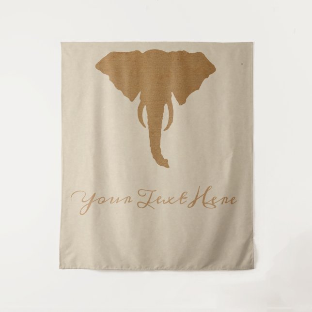 Tenture Tête d'éléphant brun chic safari rustique jungle (Devant)