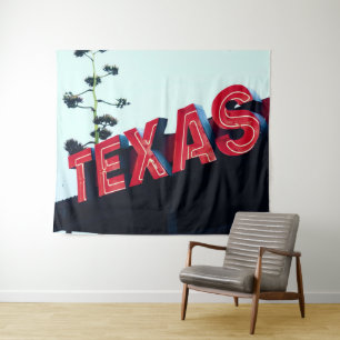 Tenture Texas Enseignes au Néon Rouges USA Amérique