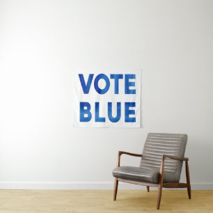 Tenture Texte bleu d'aquarelle de vote audacieux politique