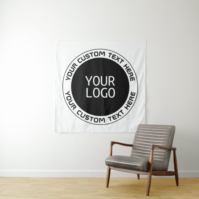 Tenture Texte circulaire modifiable et logo remplaçable |  (En situation)