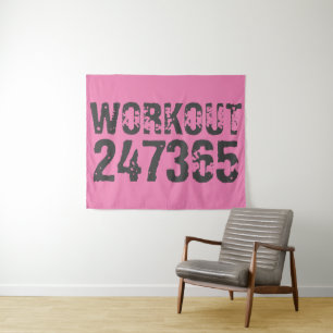 Tenture Texte usé et rayé Workout 247365 rose