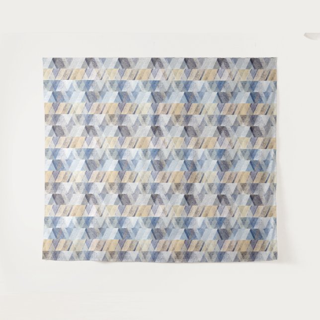 Tenture Textes bleu clair, zigzag beige (Devant (Horizontal))