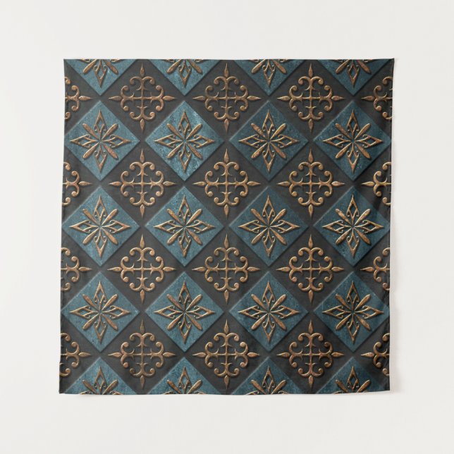 Tenture Texture de bronze avec motif de sculpture. (Devant)