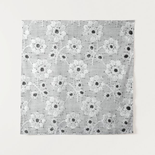 Tenture Texture de dentelle fine en tissu blanc avec coutu (Devant)