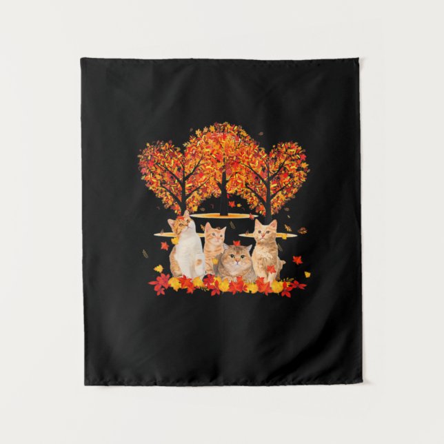 Tenture Thanksgiving Maple Cat Heart Shape Tree Leaf (Devant)